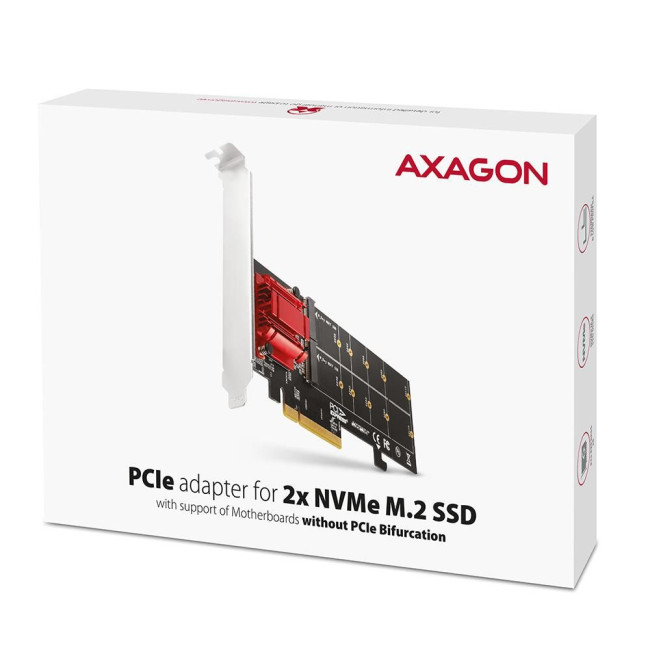 RAID-контролер для SSD-накопичувачів AXAGON PCEM2-ND PCIe 2x NVMe M.2 controller