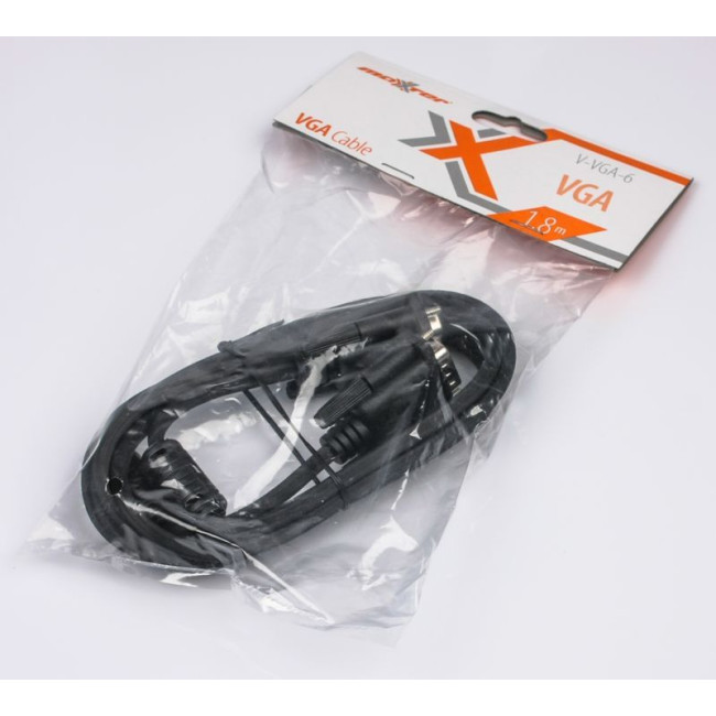 Кабель VGA, 3+4C HD15M, подвійне екранування, 2 ферити, 1.8 м