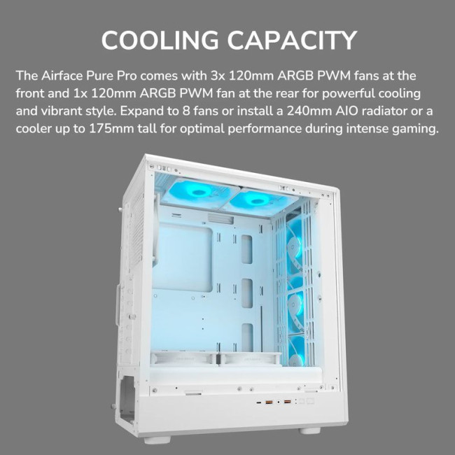 Ігровий корпус, 3*120mm ARGB, 1*120mm ARGB вентилятори передвстановлені, ATX/mATX/mini-ITX, скляне вікно