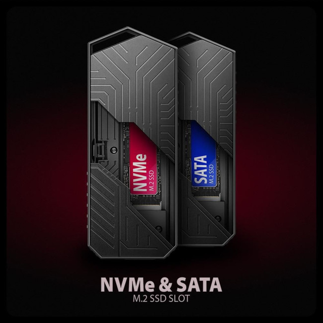 Зовнішній карман для SSD-накопичувачів AXAGON EEM2-GAM USB-C 10Gbps - M.2 NVMe & SATA SSD GAME M.2 box
