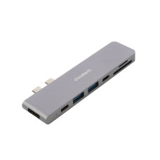 Док станція USB-C 7-в-1 (HDMI/картрідер/USB-A/USB-C), для MacBook Pro/Air, алюміній