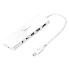 Мультиадаптер USB-C 6-в-1 (хаб/HDMI/картридер/аудіо), білий