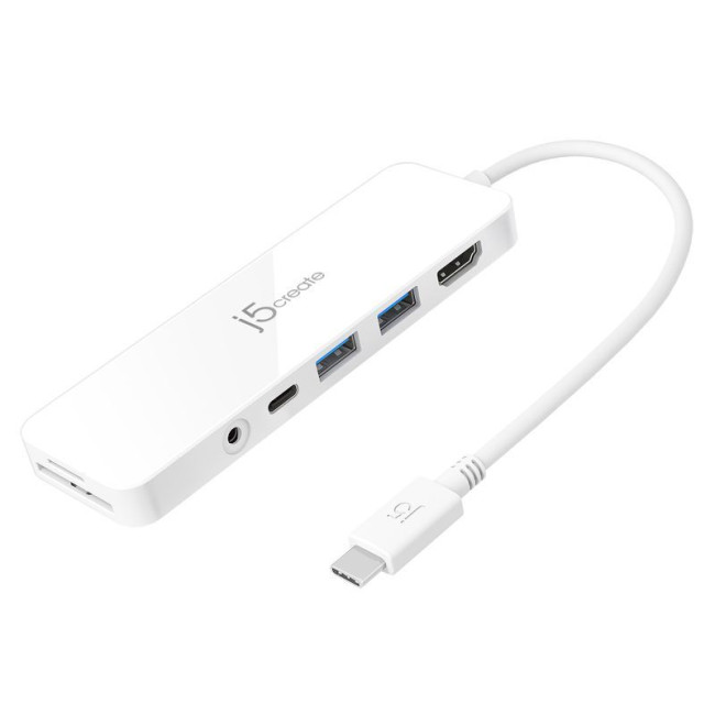 Мультиадаптер USB-C 6-в-1 (хаб/HDMI/картридер/аудіо), білий