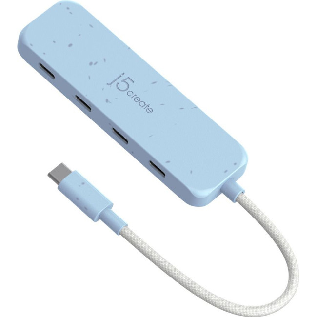 Хаб USB 3.2, 10Gbps, USB-С на 4 USB-С, блакитний