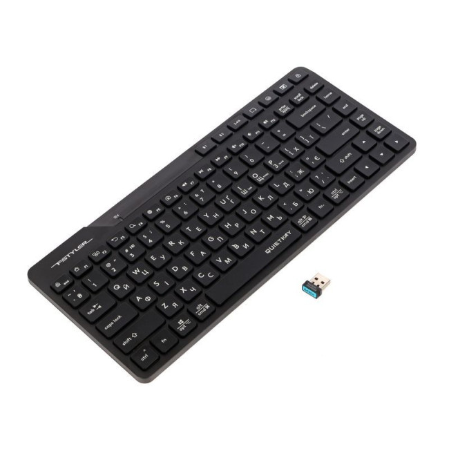 Клавіатура бездротова Fstyler, Bluetooth / 2.4 ГГц, з акумулятором, quiet key, чорний