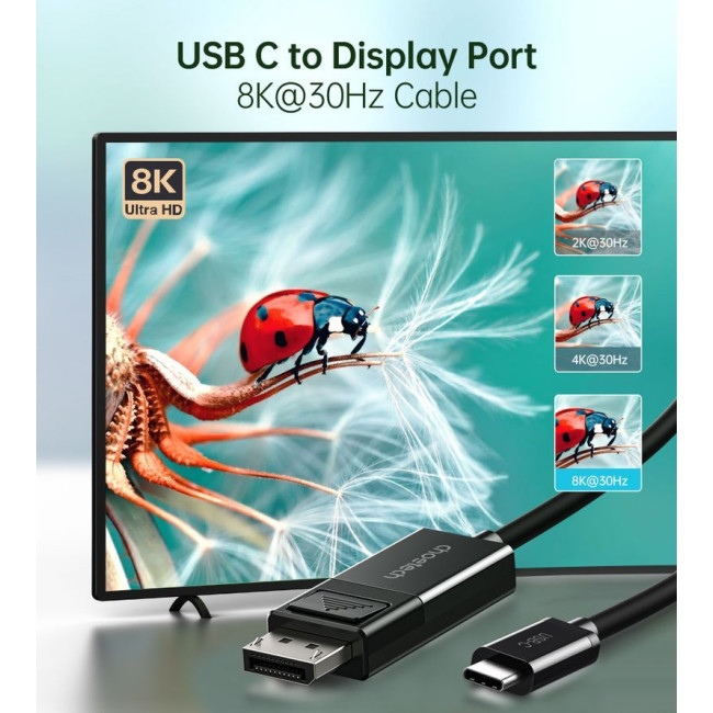 Кабель двонаправлений USB-C на DisplayPort, 8K 30 Гц, 1,8 м