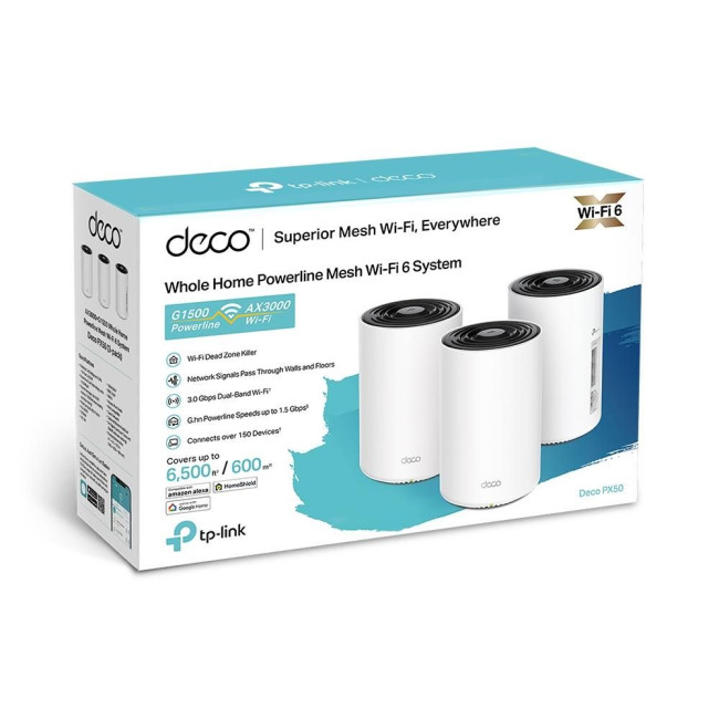 Домашня Powerline Mesh Wi-Fi система (3 шт у комплекті), Deco PX50(3-pack) TP-LINK