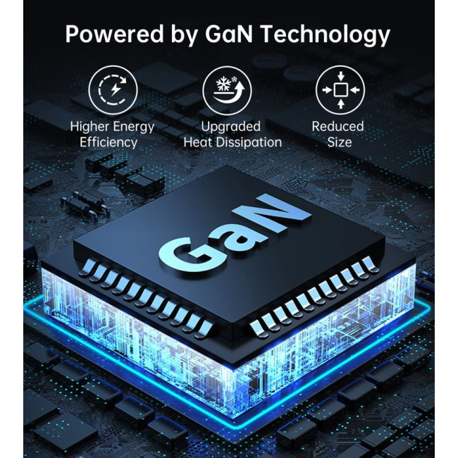 Мережевий зарядний пристрій, GaN, 2 USB-A / 2 USB-C, 100Вт, QC3.0/PD/PPS