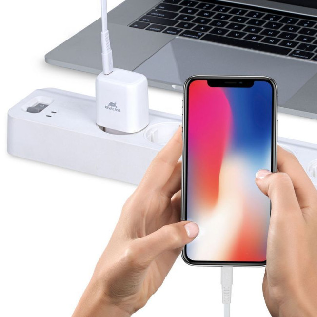 Мережевий зарядний пристрій, 1 USB Type-C, PD 20 Вт, кабель Type-C, білий