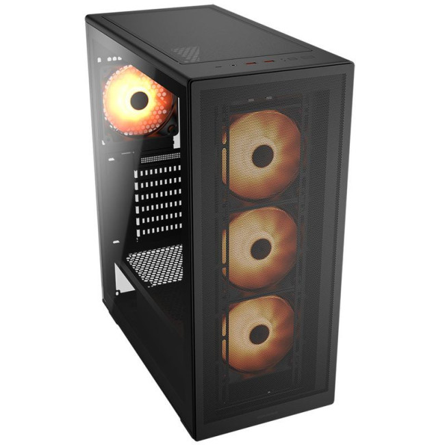 Ігровий корпус, 4*120mm ARGB вентилятори передвстановлені, ATX/mATX/mini-ITX, скляне вікно