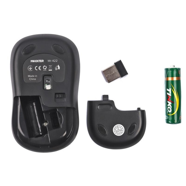 Миша бездротова, 3 кнопки, оптична, 1200 DPI, USB, чорний