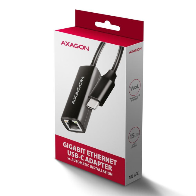 Мережевий адаптер AXAGON ADE-ARC USB-C 1 gigabit, чорний