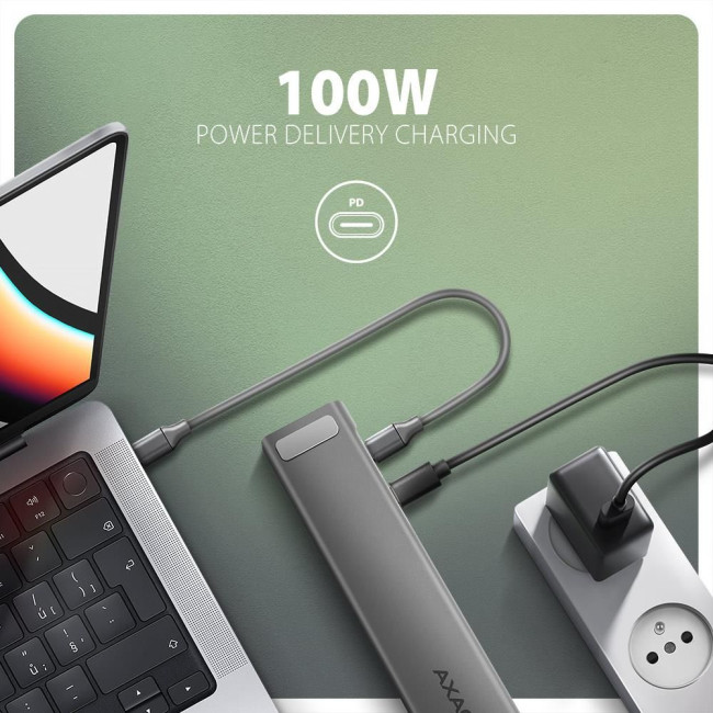 Хаб концентратор AXAGON HMC-10HLS USB-C 5Гбіт/с 9in1 hub, сірий
