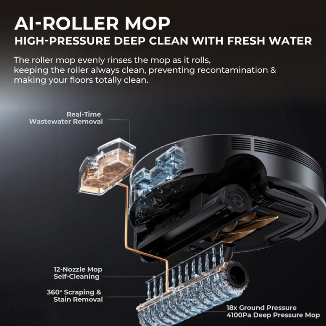 Робот пилосос Dreame Mova Z60 Ultra Roller Complete Black-EUA