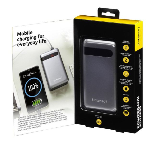 Портативний зарядний пристрій USB 20000MAH QC3.0 ANTHRACITE PD20000 INTENSO