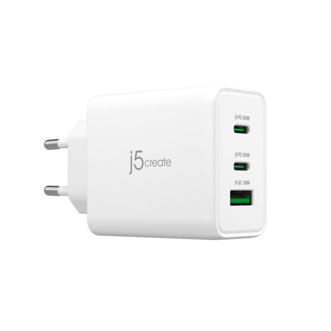 Мережевий зарядний пристрій, GaN, 1 USB-A / 2 USB-C, 65Вт, QC3.0/PD/PPS