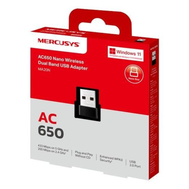 Бездротовий Nano USB-адаптер, MA20N MERCUSYS