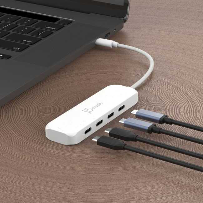 Хаб USB 3.2, 10Gbps, USB-С на 4 USB-С, білий