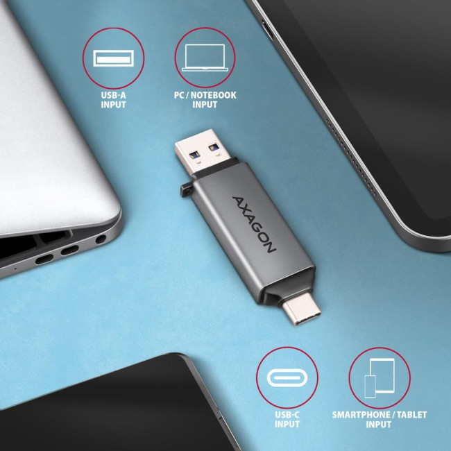 Кардрідер AXAGON CRE-DAC SuperSpeed USB-C + USB-A card reader