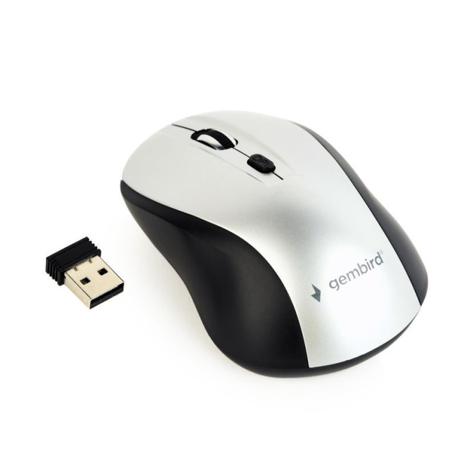 Бездротова оптична миша, USB, 1600 dpi, бiло-чорна