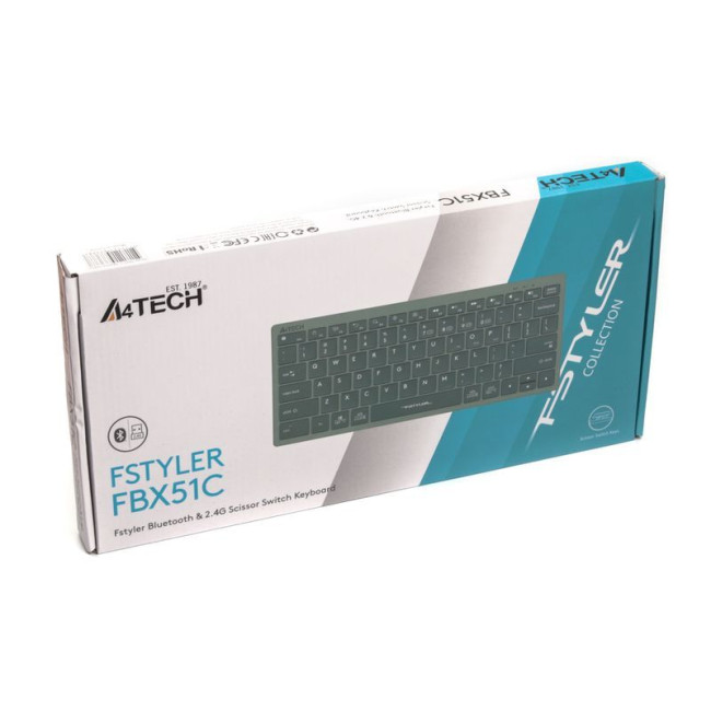 Клавіатура бездротова з ножичним перемикачем Fstyler, Bluetooth / 2.4 ГГц, з акумулятором, зелений