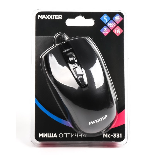 Миша оптична, USB, 1600 dpi, чорнa