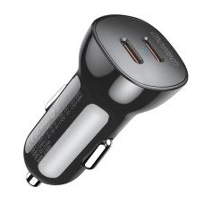 Автомобільний зарядний пристрій, 2 USB-C, 40Вт, PD, чорний