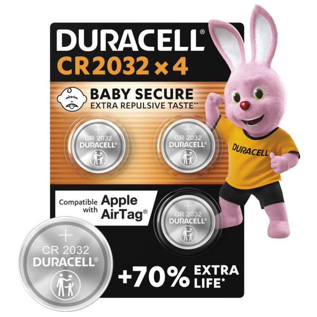 Спеціальна літієва батарейка типу «таблетка» Duracell 2032 3V, (DL2032/CR2032), 4 шт.