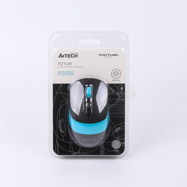 Миша бездротова безшумна Fstyler, USB, 2000 dpi, синій