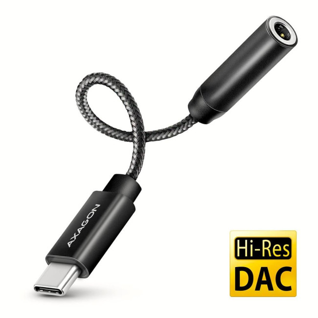 Адаптер AXAGON ADA-HC USB-C to Mini-Jack 3.5 mm HI-RES DAC, чорний