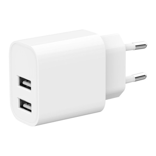 Мережевий ЗП, 2 USB-A 5V/2.4A (12W), білий