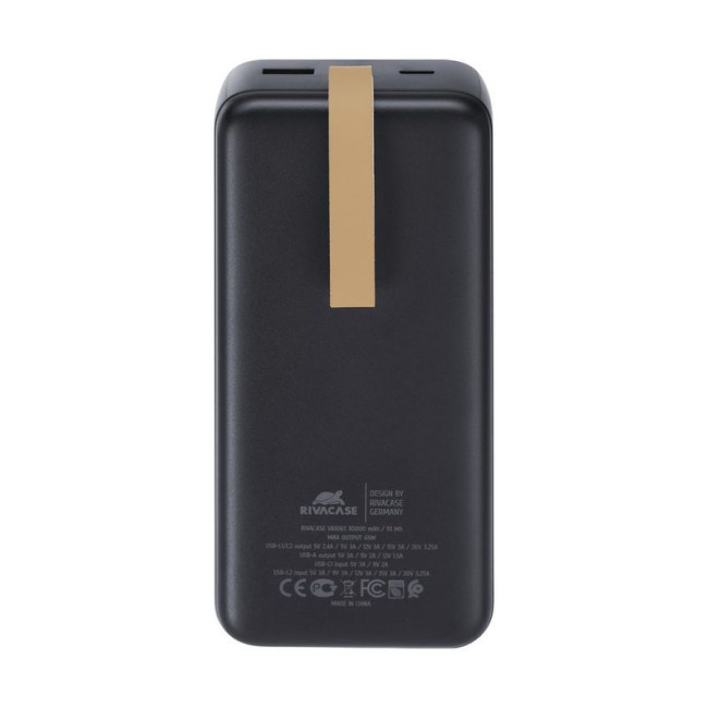 Портативний зарядний пристрій, 30000 mA, PD 65W, з LCD, чорний
