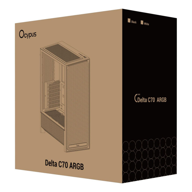 Корпус для комп'ютера ATX W/O PSU DELTA C70 WH ARGB (DELTA-C70-WHG400XX-GL) OCYPUS