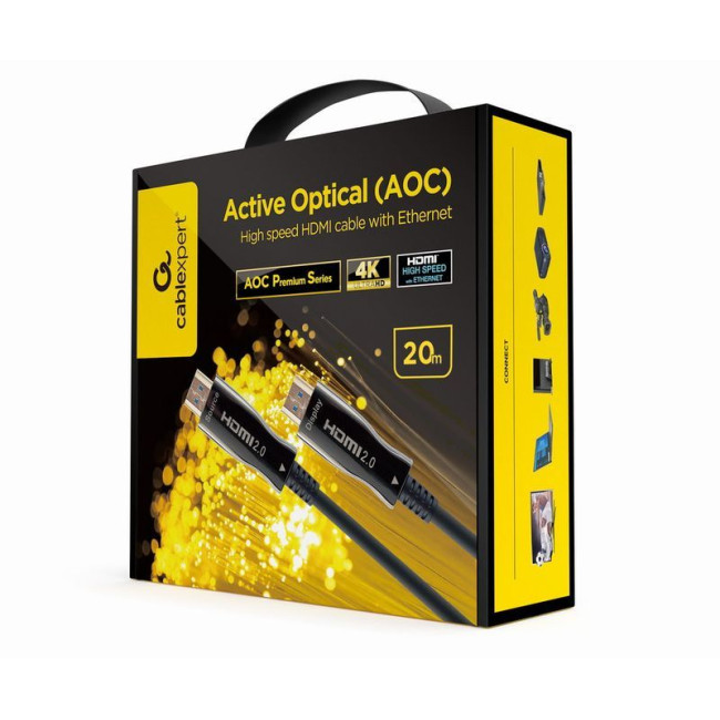Кабель оптичний (AOC) HDMI V.2.0, 4К 60Гц, позолочені конектори, 20 м