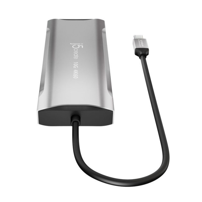 Мультиадаптер USB-C 10Gbps, 9-в-1 (хаб/HDMI/DP/PD/LAN/картридер), сірий