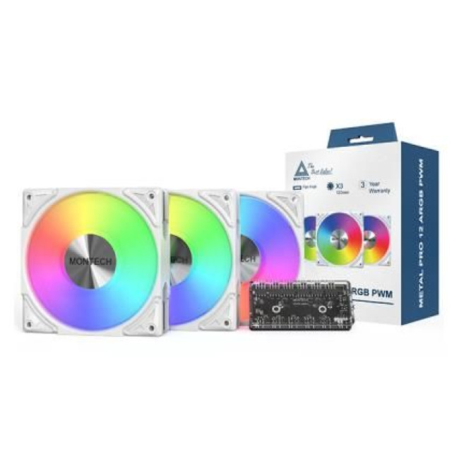 Набір із трьох вентиляторів для корпусу 120MM METAL PRO 12 ARGB 3 PACK (W) MONTECH