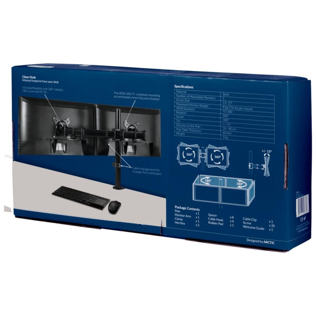 Кріплення для монітора ARM Z2 BASIC DUAL AEMNT00040A ARCTIC