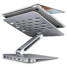 Підставка для ноутбуків AXAGON HMC-STND USB-C 5Гбіт/с алюмінієва підставка - HUB 7in1
