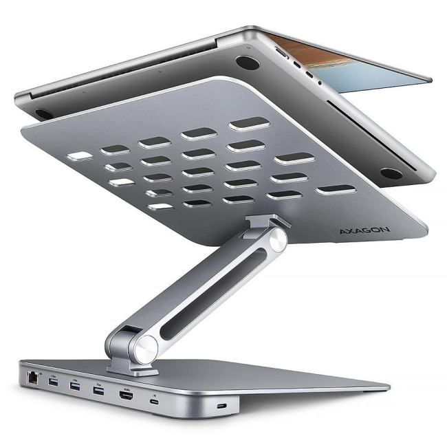 Підставка для ноутбуків AXAGON HMC-STND USB-C 5Гбіт/с алюмінієва підставка - HUB 7in1