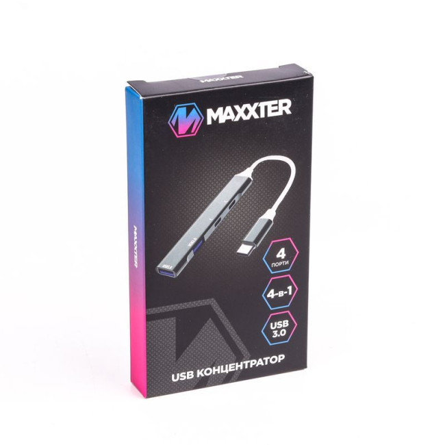 Хаб USB 3.0 Type-С на 4 порти, 1xUSB-A 3.0, 1xUSB-A 2.0, 2xUSB-C