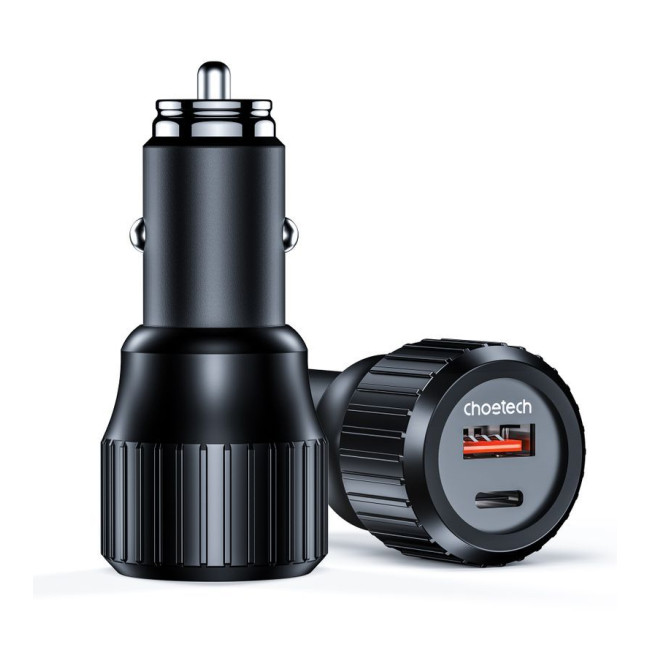 Автомобільний зарядний пристрій, USB-A/USB-C, 63Вт, QC3.0/PD/PPS, чорний