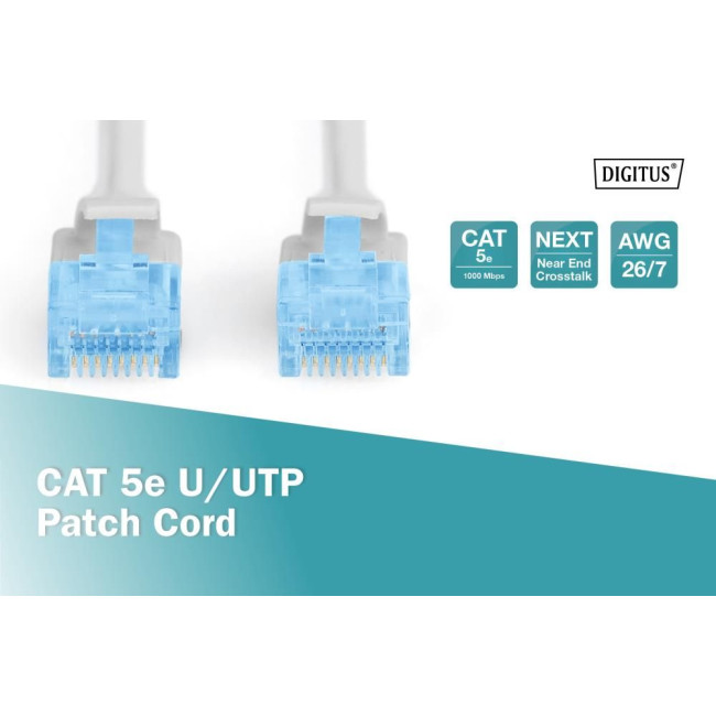 Патч-корд CAT 5e U-UTP, PVC AWG 26/7, довжина 20 м, колір сірий DK-1512-200 DIGITUS by ASSMANN
