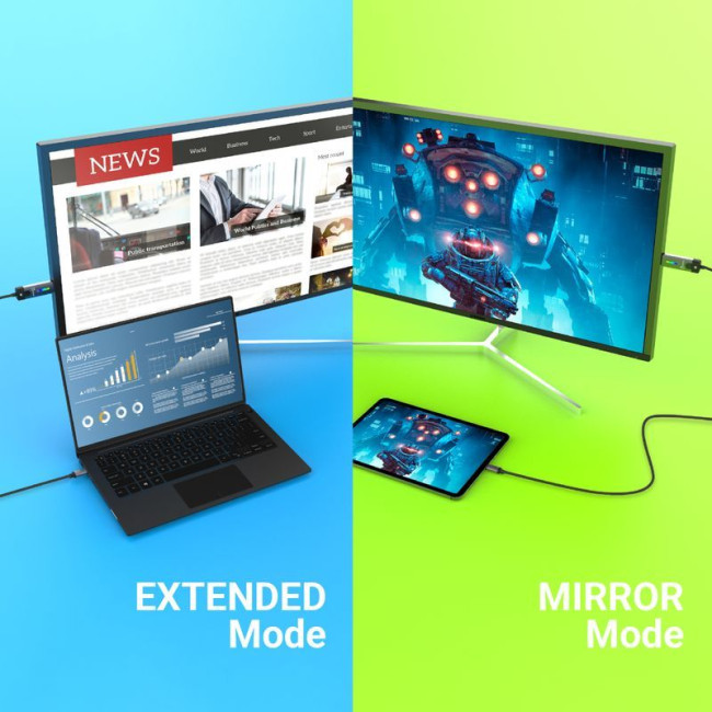 Кабель USB-C на HDMI, 8K 60 Гц, LED RGB 1.8 м