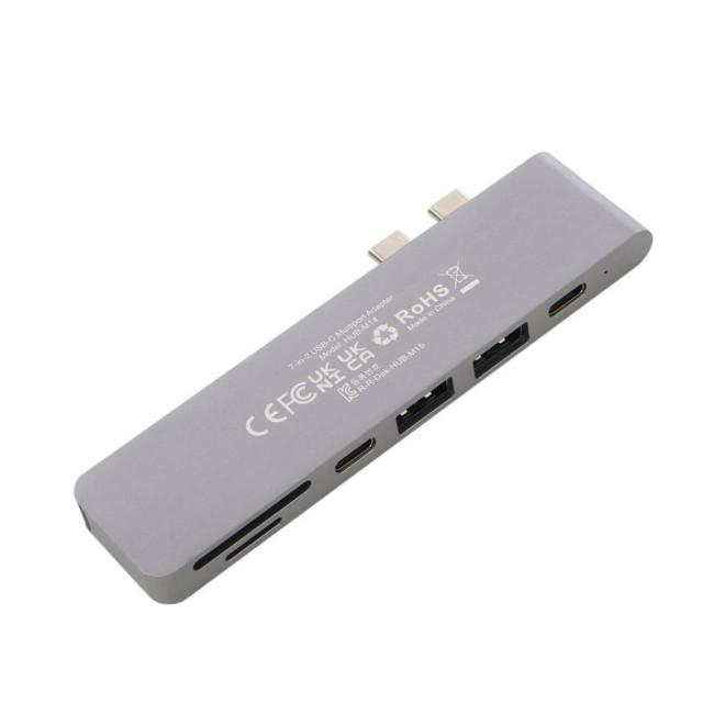 Док станція USB-C 7-в-1 (HDMI/картрідер/USB-A/USB-C), для MacBook Pro/Air, алюміній