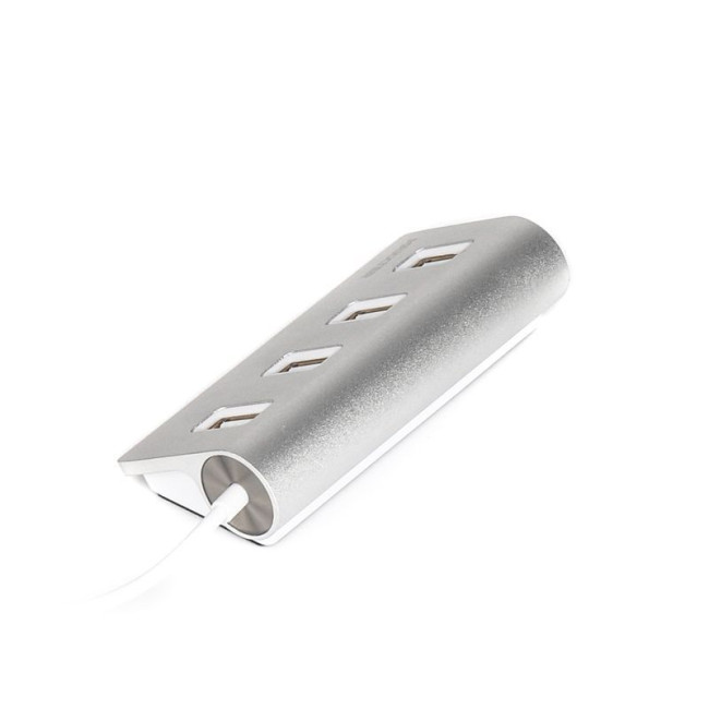 Хаб USB 2.0 Type-A на 4 порти, метал, сріблястий