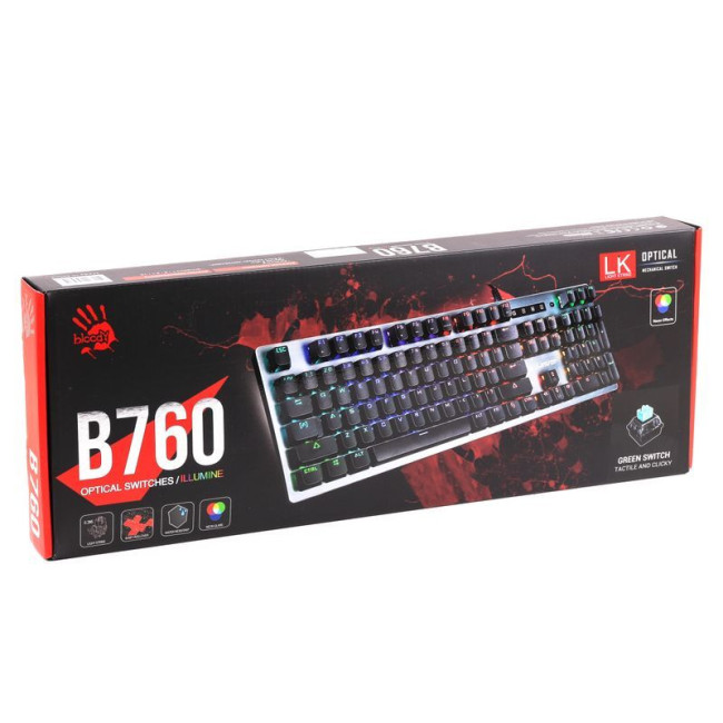 Клавіатура механічна ігрова, USB, LK-Green switches, підсвічування