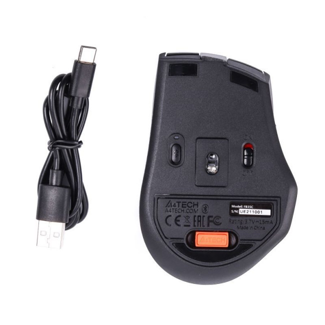 Миша бездротова Fstyler, Bluetooth / 2.4 ГГц, вбудований акумулятор, 2000 dpi, сірий