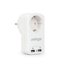 Зарядний пристрій 2х USB по 2.1A, з наскрізною розеткою