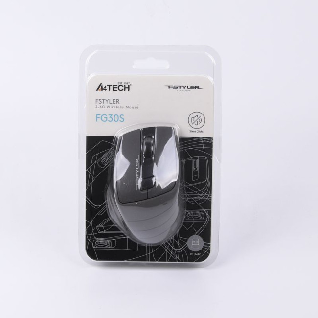 Миша бездротова безшумна Fstyler, USB, 2000 dpi, сірий