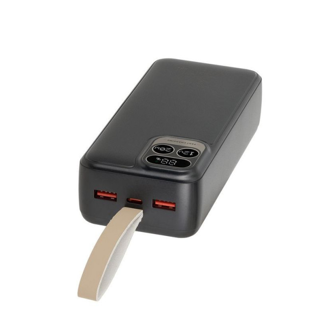 Портативний зарядний пристрій, 30000 mA, PD+QC 20W, з LCD, чорний